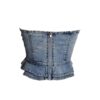 Rogue Cascade Denim Corset Top - Cascading Ruffles