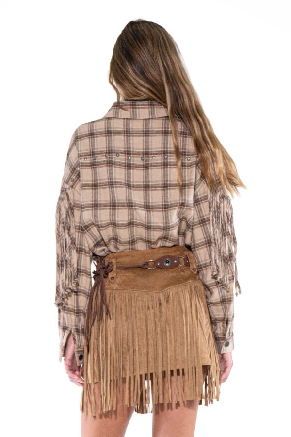 Desert Trail Fringe Plaid Shirt - Knotted Fringe
