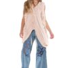 Cascade Ruffle Draped Tunic - Deep V Neck