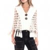 Macrame Tassel Cape Vest with Wooden Buttons