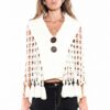 Macrame Tassel Cape Vest with Wooden Buttons