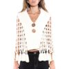 Macrame Tassel Cape Vest with Wooden Buttons