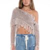 Macrame One-Shoulder Fringe Crop Top - Boho Vibe