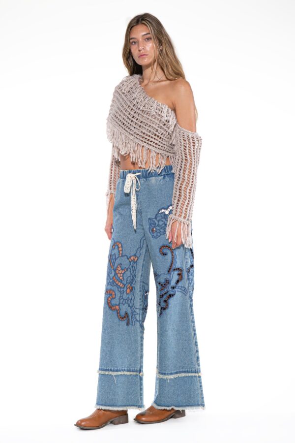Macrame One-Shoulder Fringe Crop Top - Boho Vibe