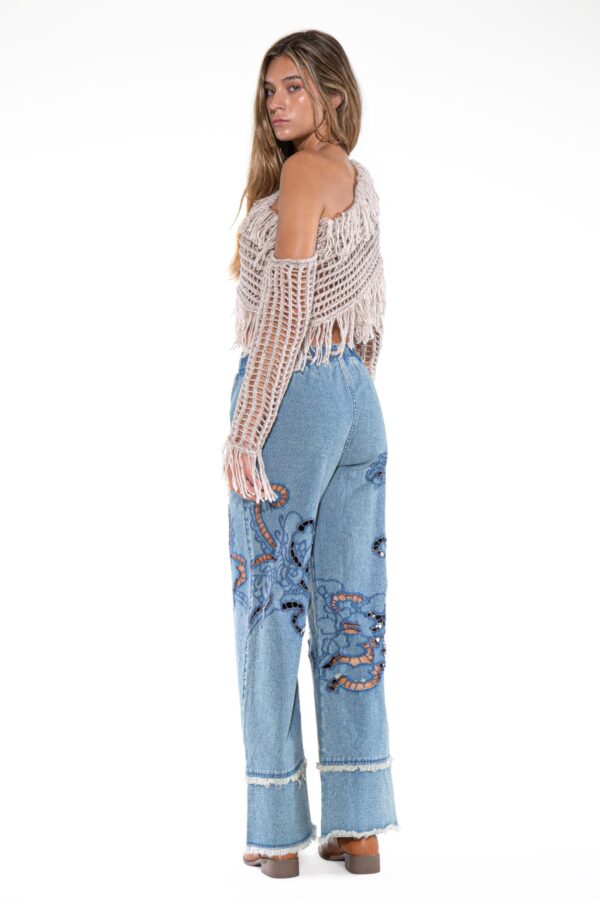 Macrame One-Shoulder Fringe Crop Top - Boho Vibe