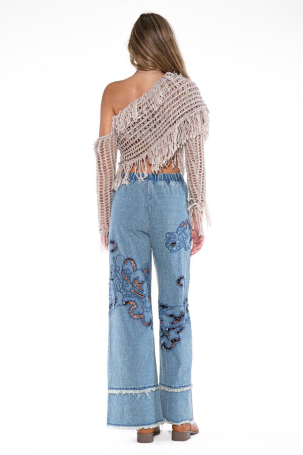 Macrame One-Shoulder Fringe Crop Top - Boho Vibe