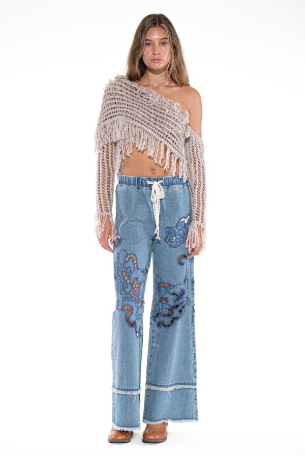 Macrame One-Shoulder Fringe Crop Top - Boho Vibe