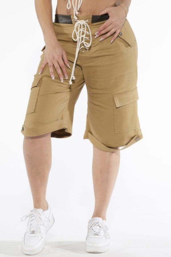 Cargo Bermuda Shorts with Rope Lace-Up Front