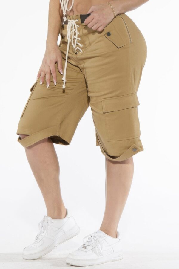 Cargo Bermuda Shorts with Rope Lace-Up Front