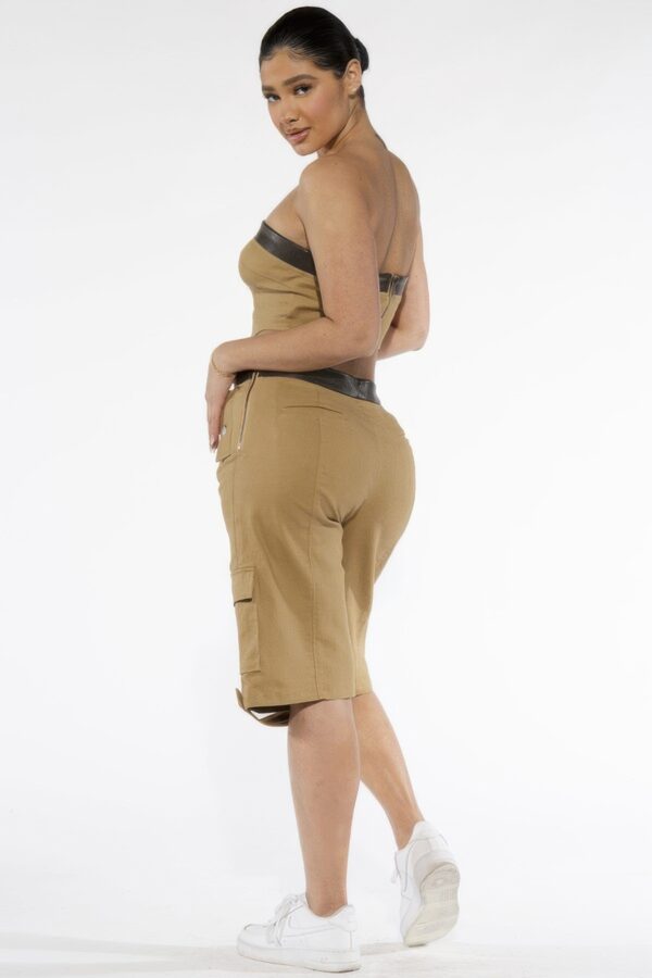 Cargo Bermuda Shorts with Rope Lace-Up Front