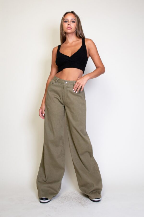 Star-Embroidered Twill Wide-Leg Pants