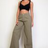 Star-Embroidered Twill Wide-Leg Pants