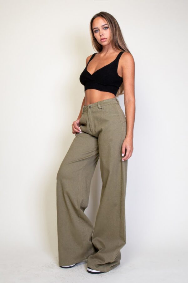 Star-Embroidered Twill Wide-Leg Pants