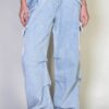 Denim Cargo Pants - Relaxed Fit with Elastic Waist