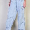 Denim Cargo Pants - Relaxed Fit with Elastic Waist