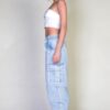 Denim Cargo Pants - Relaxed Fit with Elastic Waist