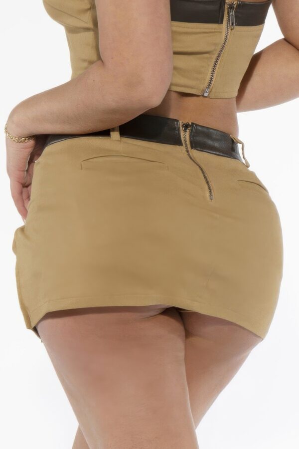 Low-Rise Twill Mini Skirt with Lace-Up Front