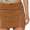Twill Mini Skirt with Western Flame Embroidery