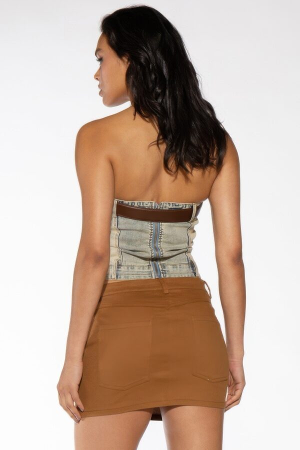 Twill Mini Skirt with Western Flame Embroidery
