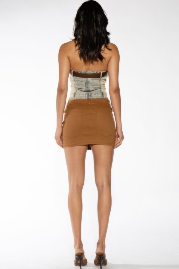 Twill Mini Skirt with Western Flame Embroidery