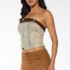 Twill Mini Skirt with Western Flame Embroidery