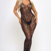 Leopard Print Bodystocking with Square Neckline