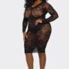 Into You Sheer Floral Lace Bodystocking - Deep V Midi