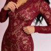 Into You Sheer Floral Lace Bodystocking - Deep V Midi