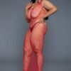 Fishnet-Inspired Midi Bodycon Dress with Deep U Back