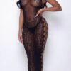 Heart-Pattern Mesh Bodycon Maxi Dress - Plus Size