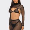 Sheer Glitter Mesh Bodystocking Two-Piece Set