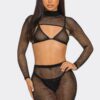 Sheer Glitter Mesh Bodystocking Two-Piece Set