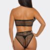 Two-Piece Glitter Mesh Halter Bodystocking Set
