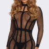 Fishnet Mesh Choker Dress with Contour Cage Design