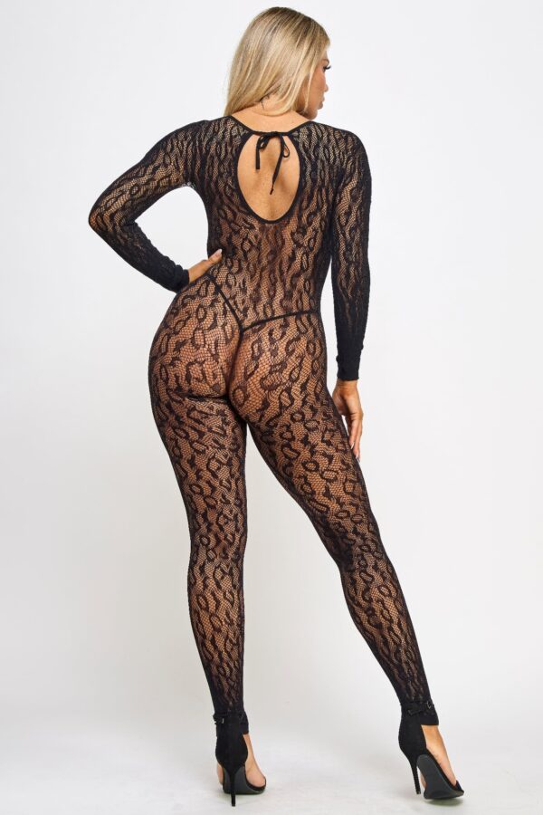 Leilani Bodystocking - Leopard Mesh Keyhole