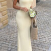 V-Neck Halter Maxi Dress with Back Slit