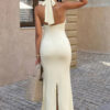 V-Neck Halter Maxi Dress with Back Slit