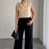 Plus-Size Tie-Neck Sleeveless Blouse - Colorblock