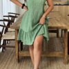 Plus-Size Textured Dress with Irregular Collar