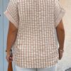 Plus Size V-Neck Plaid Patchwork Blouse - Textured Finish