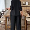 Plus-Size Two-Piece Set with Contrast Ruffle Trim