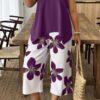Plus-Size Floral Patchwork Two-Piece Set