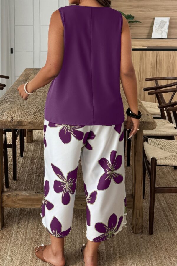 Plus-Size Floral Patchwork Two-Piece Set