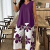 Plus-Size Floral Patchwork Two-Piece Set