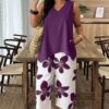 Plus-Size Floral Patchwork Two-Piece Set