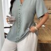 Plus-Size Floral Patchwork Ruffle-Trim Top
