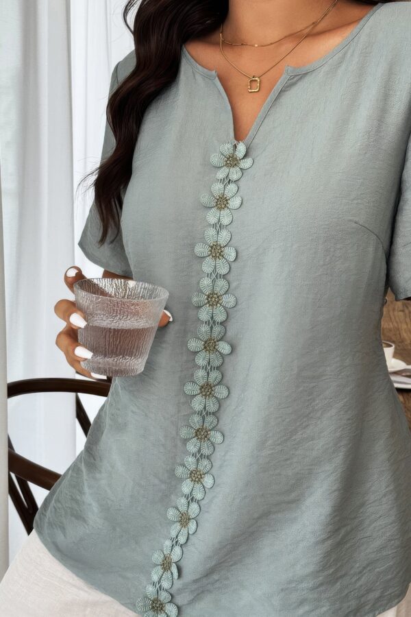 Plus-Size Floral Patchwork Ruffle-Trim Top