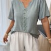 Plus-Size Floral Patchwork Ruffle-Trim Top