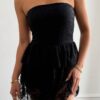 Off-Shoulder Lace Ruffle Strapless Mini Dress