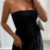 Off-Shoulder Lace Ruffle Strapless Mini Dress
